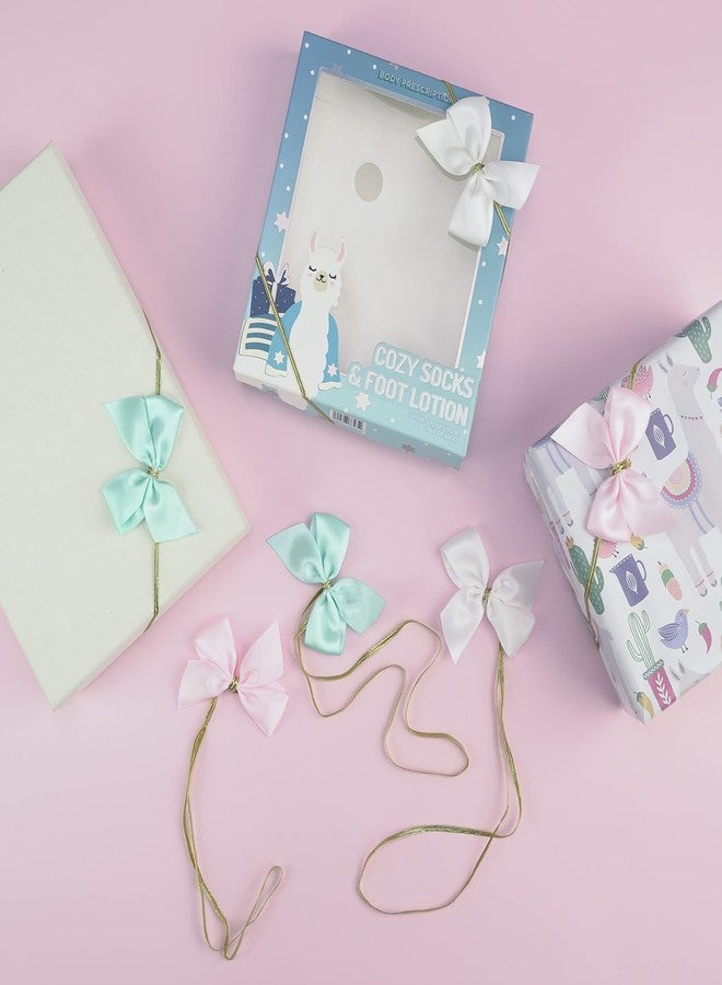 AIMUDI Stretch Loops with Pre Tied Satin Bows 10", White Elastic Gift Bows Stretch Bows for Gift Wrapping Stretch Cord with Bow Elastic Ribbon for Gift Boxes Party Favors (24 Pack) - Image 4